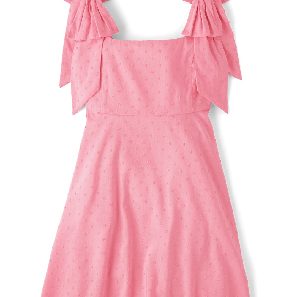 NWT!! Tween Girls Clip Dot Bow Shoulder Dress - Pink
